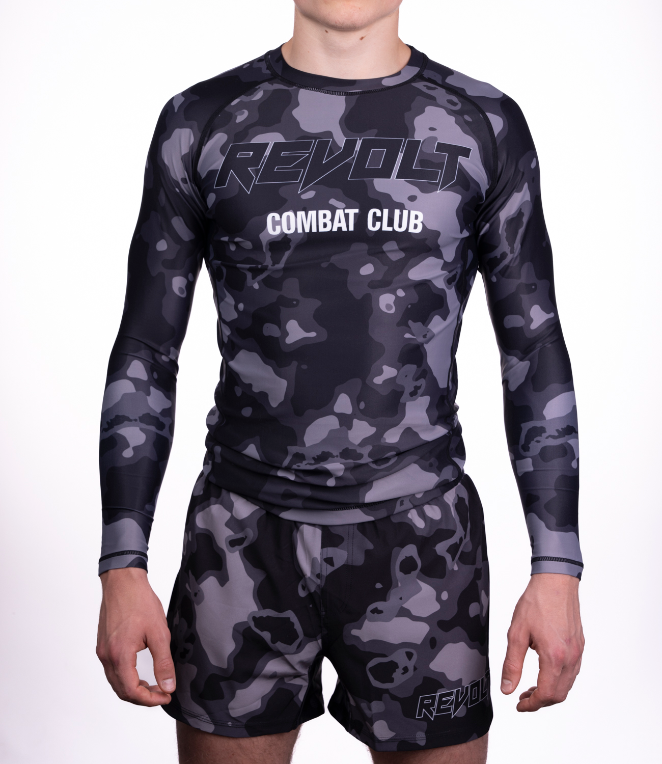 Langarm-Rashguard Camo Schwarz