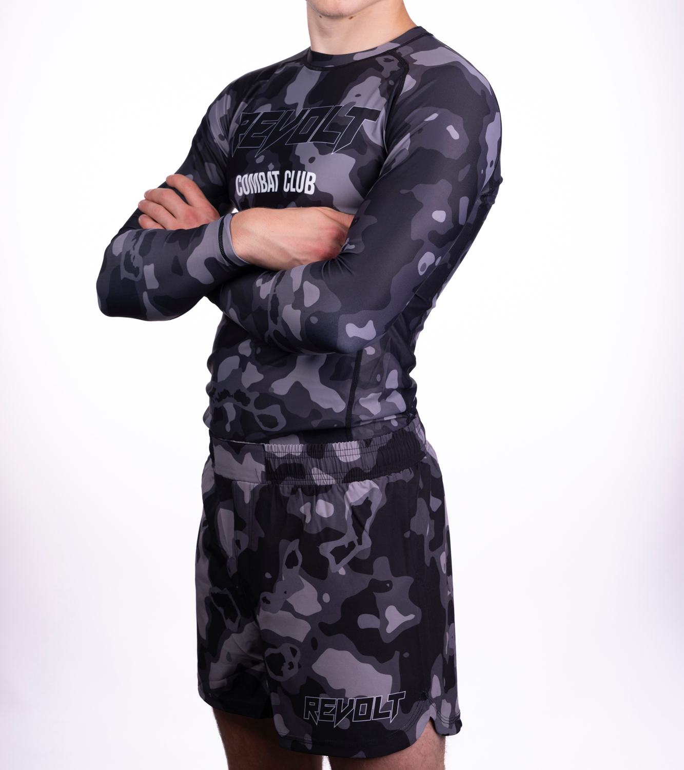 Langarm-Rashguard Camo Schwarz